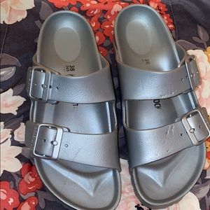 Silver Birkenstock sandals